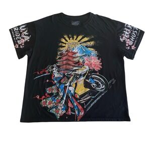 Fresh Laundry Tokyo Savage Shibuya Ghost Rider Anime Biker T-Shirt Men 3XL Black